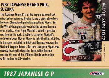 1993 Maxx Williams Racing #69 Nelson Piquet's Car Back