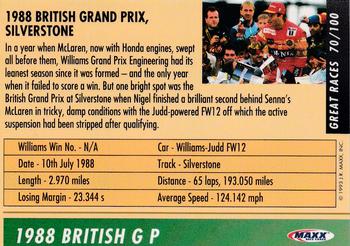 1993 Maxx Williams Racing #70 Nigel Mansell's Car Back