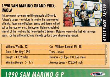 1993 Maxx Williams Racing #73 Riccardo Patrese's Car Back