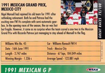 1993 Maxx Williams Racing #75 Riccardo Patrese's Car Back