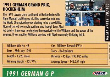 1993 Maxx Williams Racing #78 Nigel Mansell's Car Back