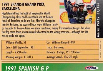1993 Maxx Williams Racing #81 Nigel Mansell's Car Back