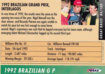 1993 Maxx Williams Racing #84 Nigel Mansell's Car Back