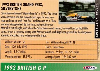 1993 Maxx Williams Racing #88 Nigel Mansell's Car Back