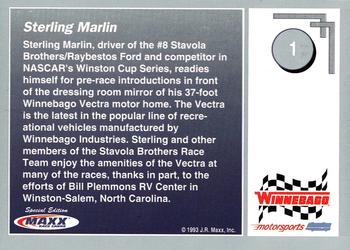 1993 Maxx Winnebago Motorsports #1 Sterling Marlin Back