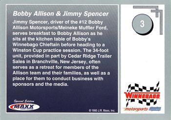 1993 Maxx Winnebago Motorsports #3 Bobby Allison & Jimmy Spencer Back