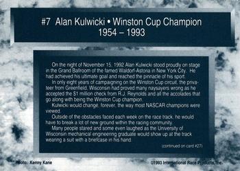 1993 Traks - First Run #7 Alan Kulwicki Back