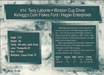 1993 Traks - First Run #14 Terry Labonte Back