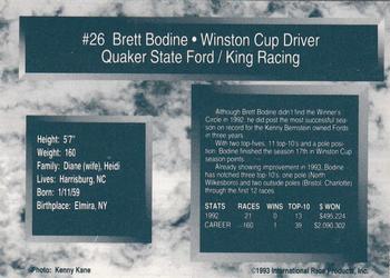1993 Traks - First Run #26 Brett Bodine Back