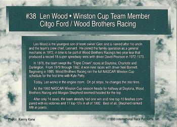 1993 Traks - First Run #38 Len Wood Back