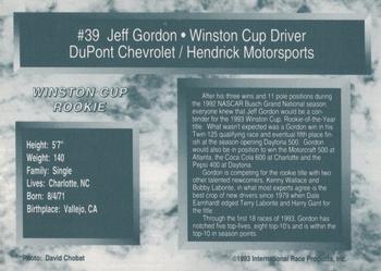 1993 Traks - First Run #39 Jeff Gordon Back