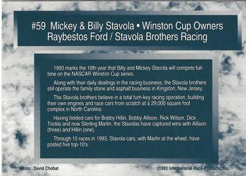1993 Traks - First Run #59 Billy Stavola / Mickey Stavola Back