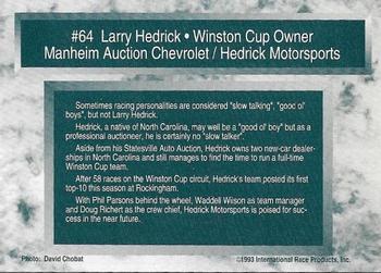 1993 Traks - First Run #64 Larry Hedrick Back