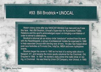 1993 Traks - First Run #93 Bill Brodrick Back