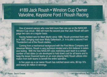 1993 Traks - First Run #189 Jack Roush Back