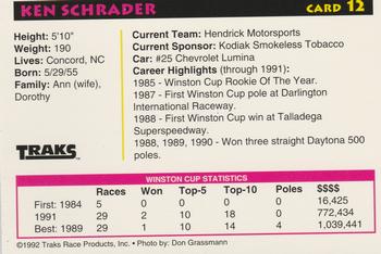 1992 Traks Preferred Collector #12 Ken Schrader Back