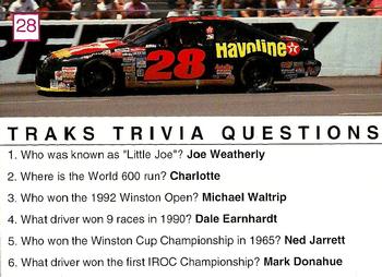 1993 Traks Trivia #28 Davey Allison Back