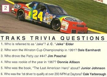 1993 Traks Trivia #2 Jeff Gordon Back