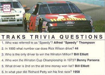 1993 Traks Trivia #20 Lake Speed Back