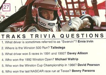 1993 Traks Trivia #27 Morgan Shepherd's Car Back