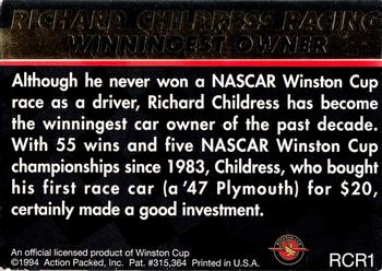 1994 Action Packed - Richard Childress Racing #RCR1 Richard Childress Back