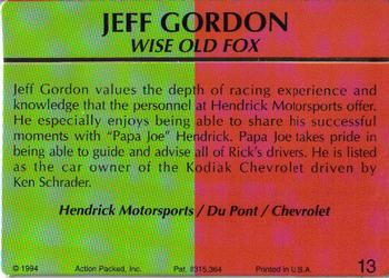 1994 Action Packed Champ and Challenger #13 Jeff Gordon Back