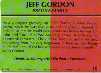 1994 Action Packed Champ and Challenger #15 Jeff Gordon Back