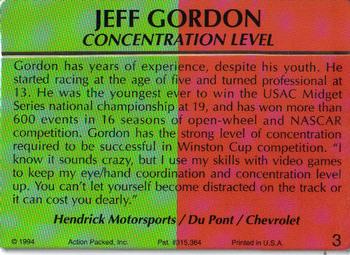 1994 Action Packed Champ and Challenger #3 Jeff Gordon Back