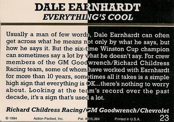 1994 Action Packed Champ and Challenger #23 Dale Earnhardt Back
