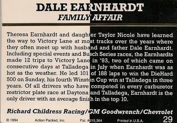 1994 Action Packed Champ and Challenger #29 Dale Earnhardt Back