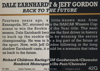 1994 Action Packed Champ and Challenger - 24K Gold #42G Dale Earnhardt / Jeff Gordon Back