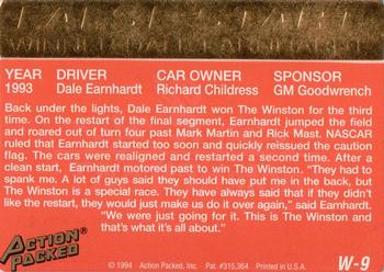 1994 Action Packed The Winston Select #W-9 Dale Earnhardt Back