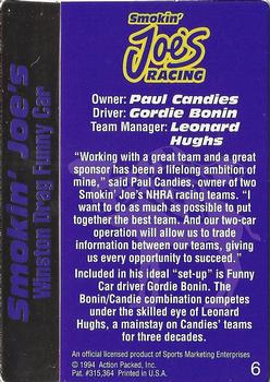 1994 Action Packed Smokin' Joe's #6 Gordie Bonin's Car Back