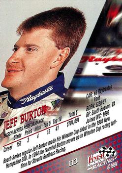 1994 Finish Line - Silver #113 Jeff Burton Back