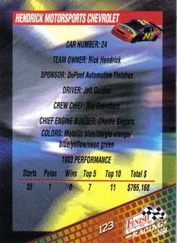 1994 Finish Line - Silver #123 Jeff Gordon's Car Back