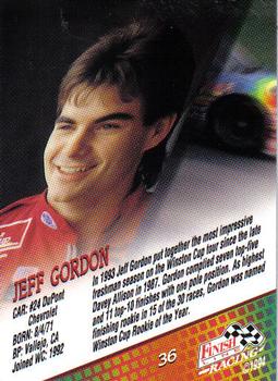 1994 Finish Line - Silver #36 Jeff Gordon Back
