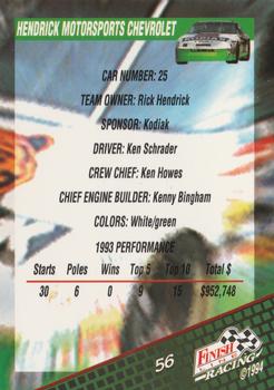 1994 Finish Line - Silver #56 Ken Schrader's Car Back