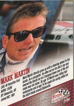 1994 Finish Line - Silver #85 Mark Martin Back