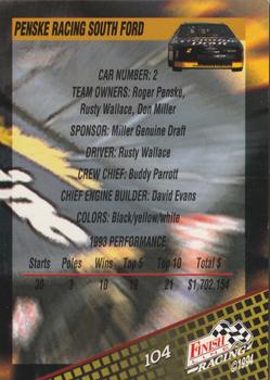 1994 Finish Line - Silver #104 Rusty Wallace's Car Back