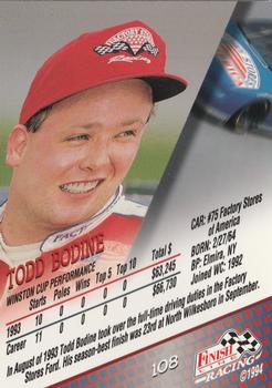 1994 Finish Line - Silver #108 Todd Bodine Back