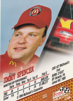 1994 Finish Line - Silver #111 Jimmy Spencer Back