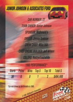 1994 Finish Line - Silver #121 Jimmy Spencer's Car Back