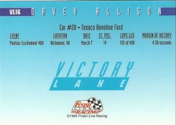 1994 Finish Line - Victory Lane #VL16 Davey Allison Back