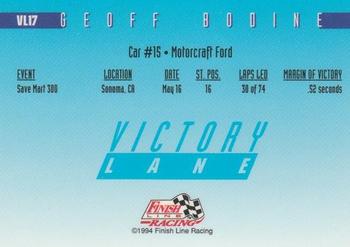 1994 Finish Line - Victory Lane #VL17 Geoff Bodine Back