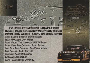 1994 Finish Line Gold #16 Rusty Wallace's Car Back