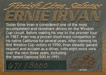 1994 Finish Line Gold #NNO Ernie Irvan Back