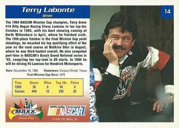 1994 Maxx - Autographs #14 Terry Labonte Back