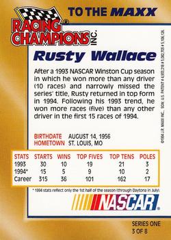 1994 Racing Champions To the Maxx #3 Rusty Wallace Back