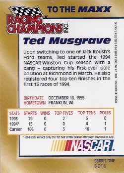 1994 Racing Champions To the Maxx #8 Ted Musgrave Back