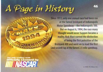 1994 Maxx Medallion #46 A Page in History Back